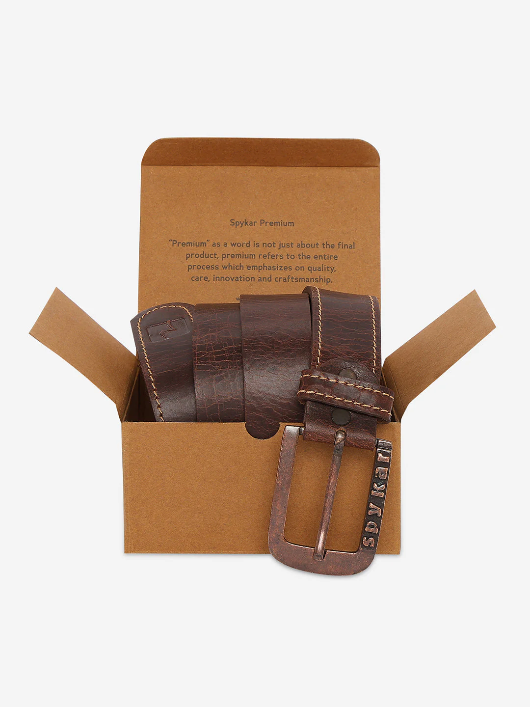 Men Brown Genuine Leather Belt - Image 5