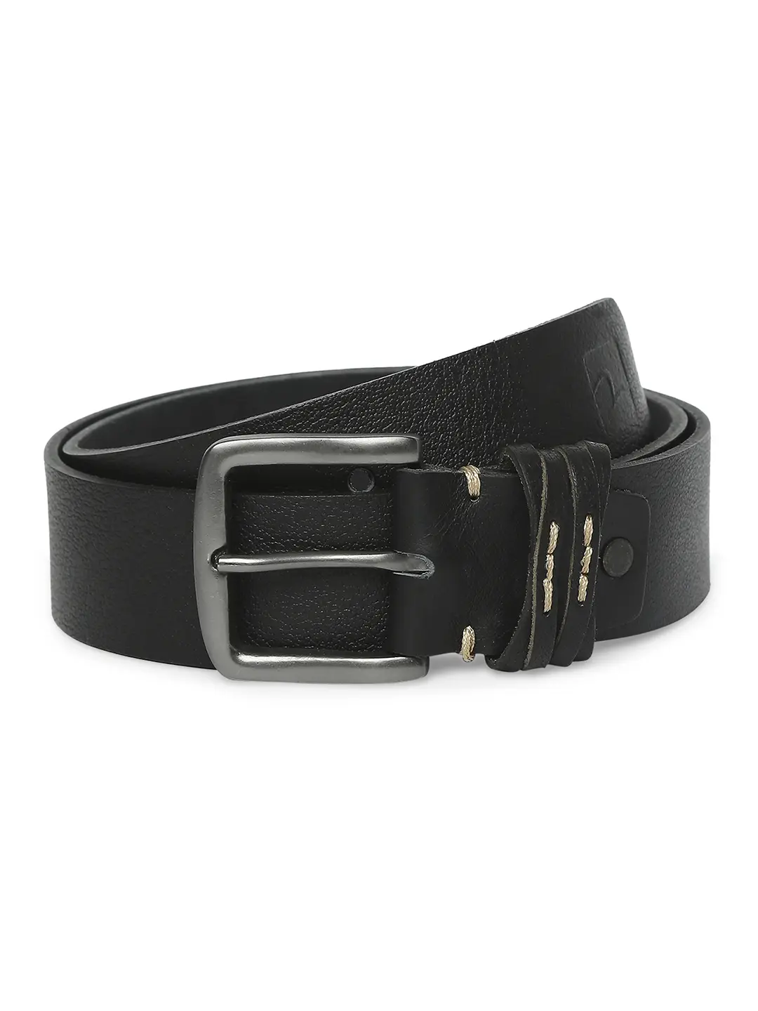 Men Black Leather Belt - Image 3