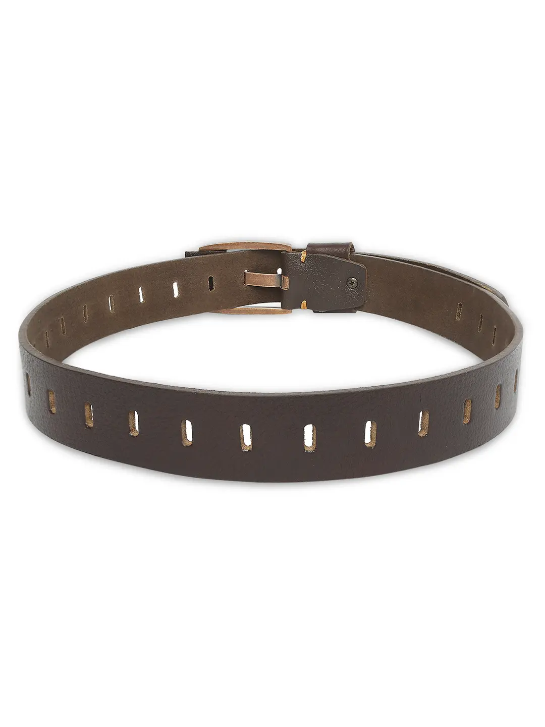 Men Brown Leather Belt - Image 2
