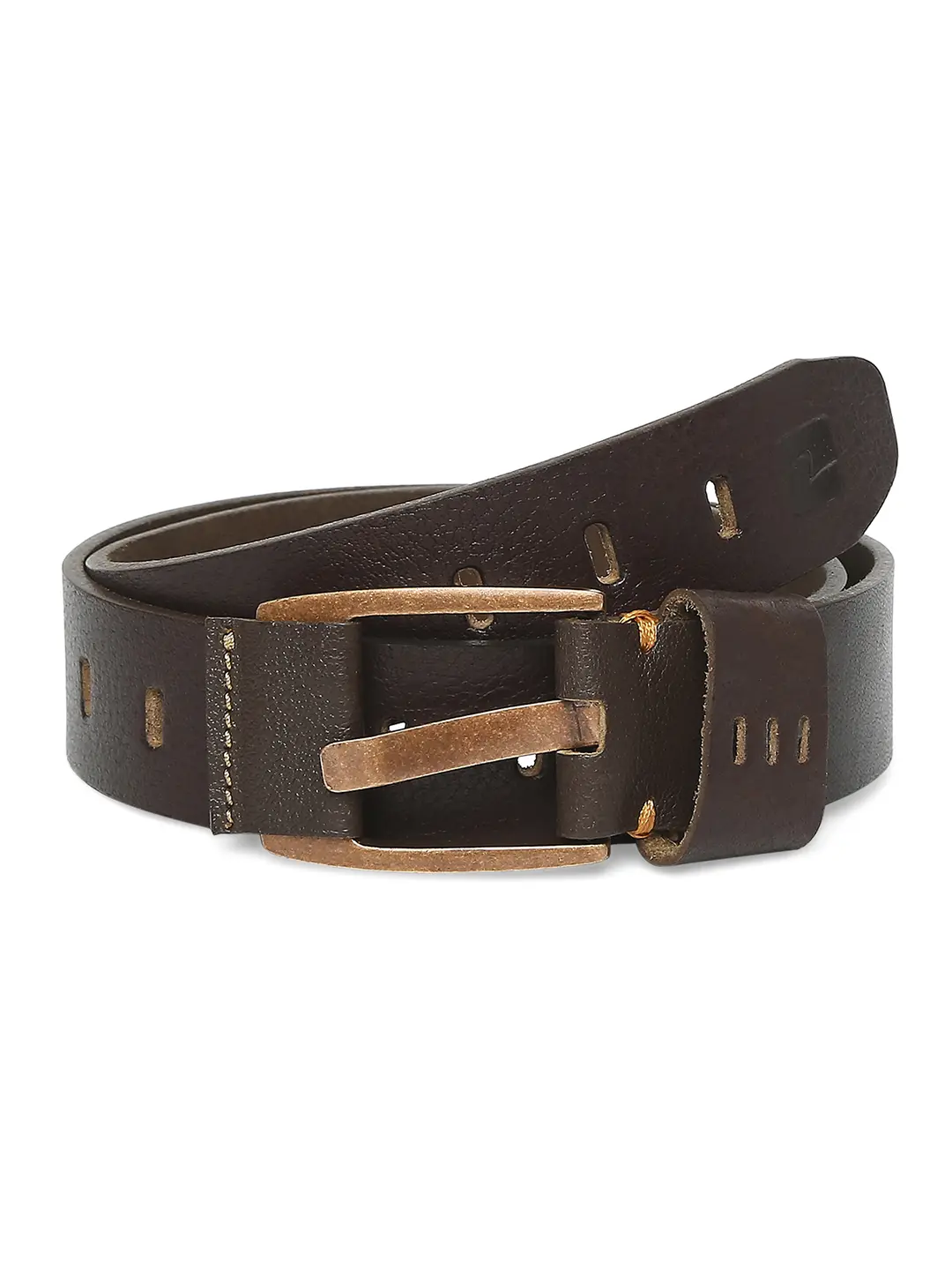 Men Brown Leather Belt - Image 3