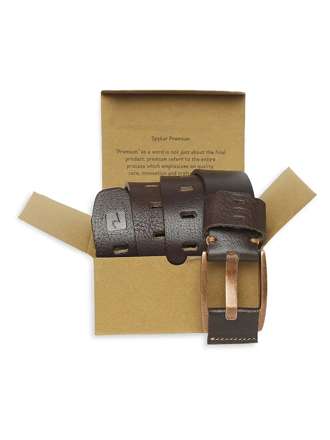Men Brown Leather Belt - Image 4