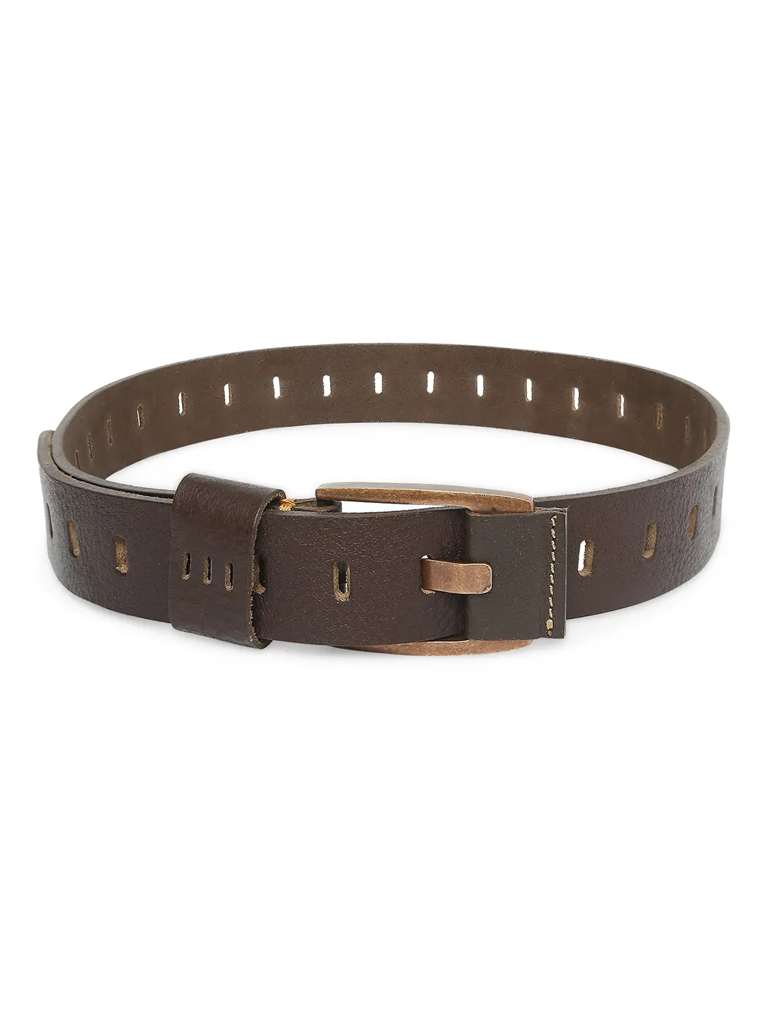 Men Brown Leather Belt - Image 6