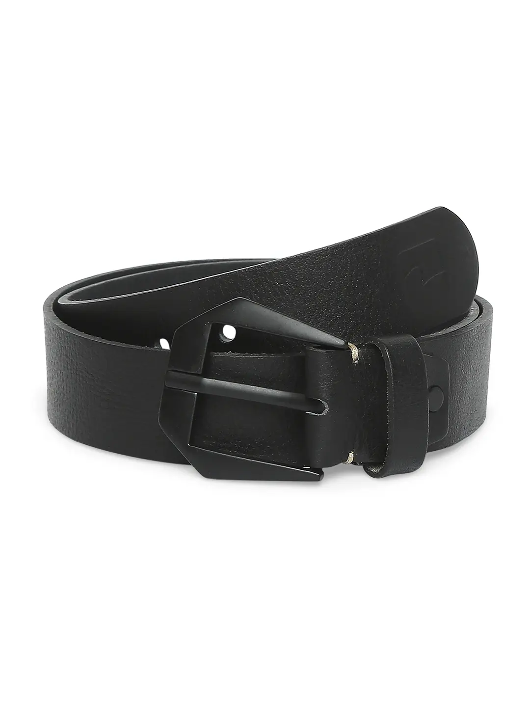 Men Black Leather Belt - Image 3