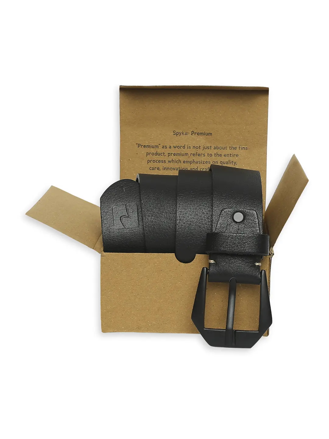 Men Black Leather Belt - Image 4
