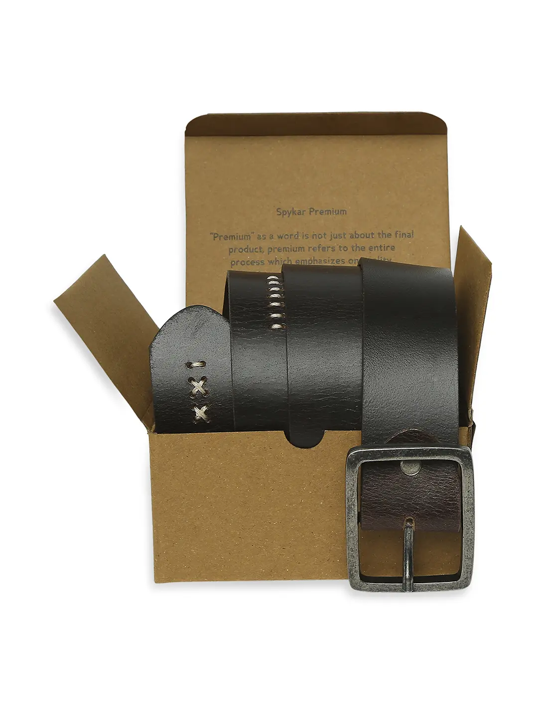 Men Brown Leather Belt - Image 3