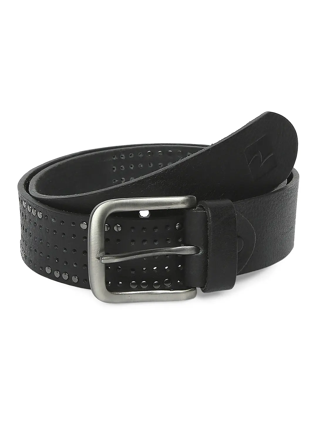Men Black Leather Belt - Image 3