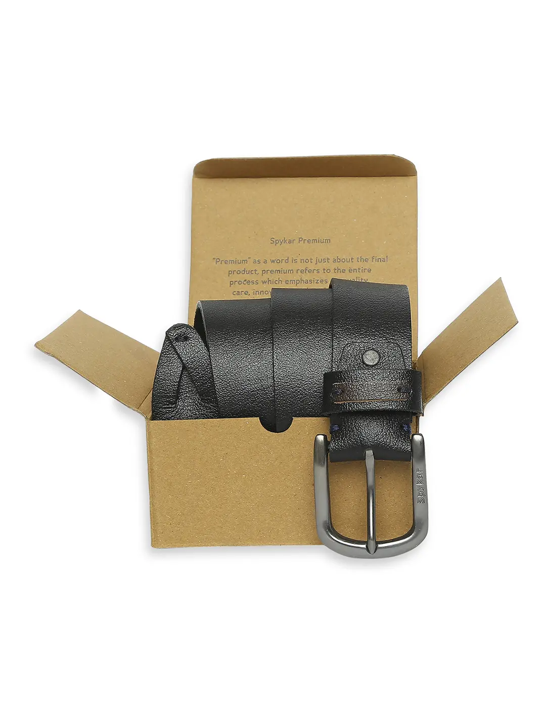 Men Black Leather Belt - Image 4