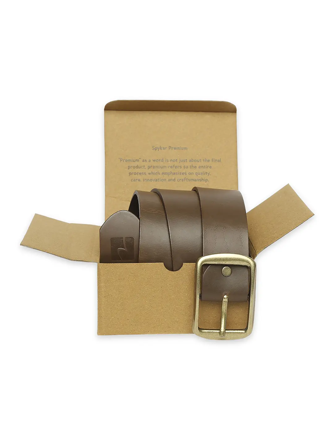 Men Brown Leather Belt - Image 4