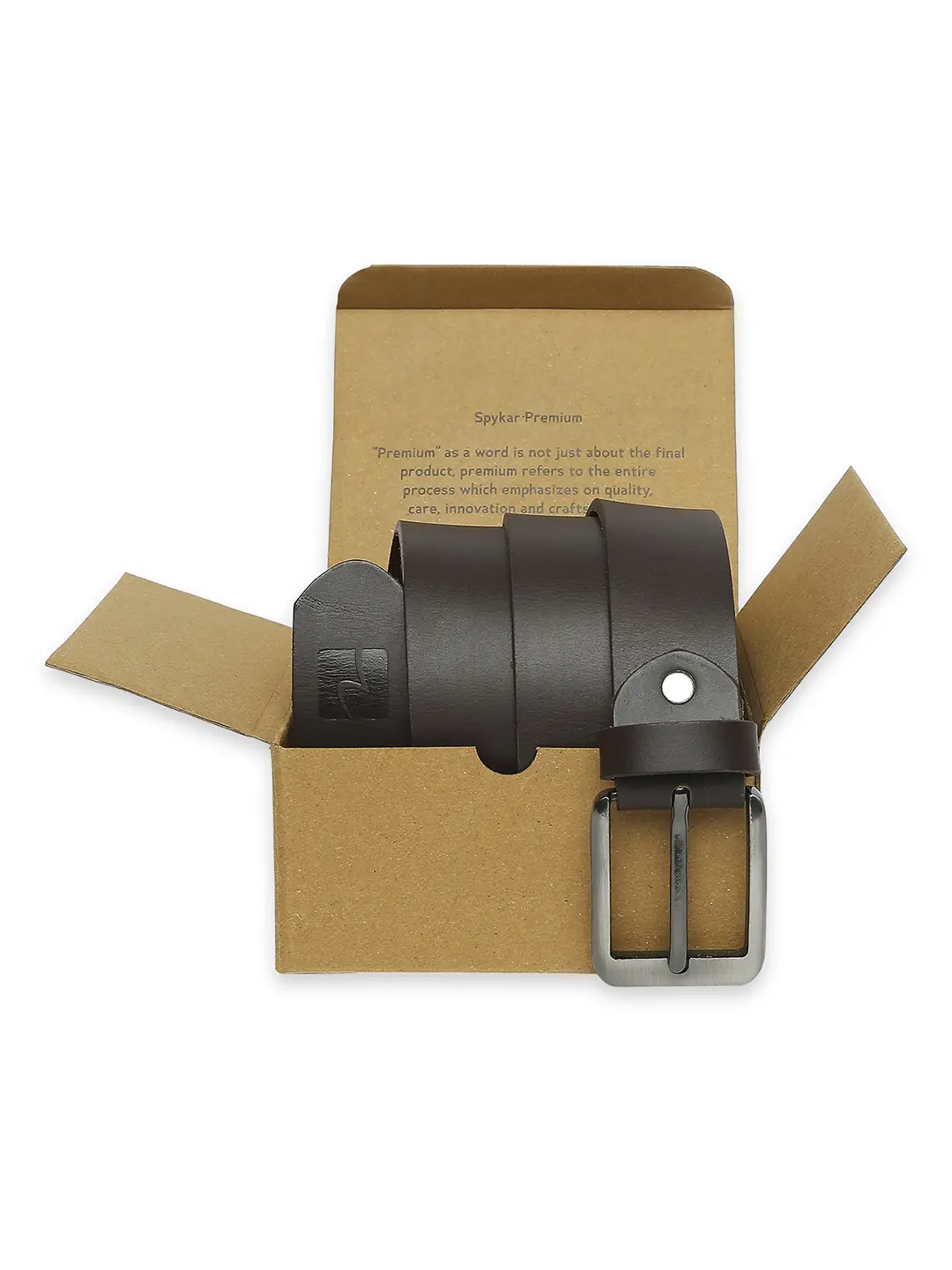 Men Brown Leather Belt - Image 4