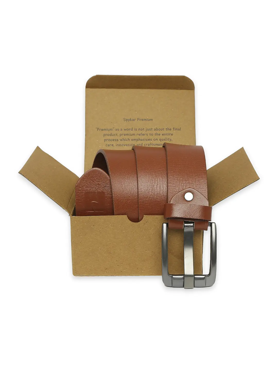 Men Brown Leather Belt - Image 4