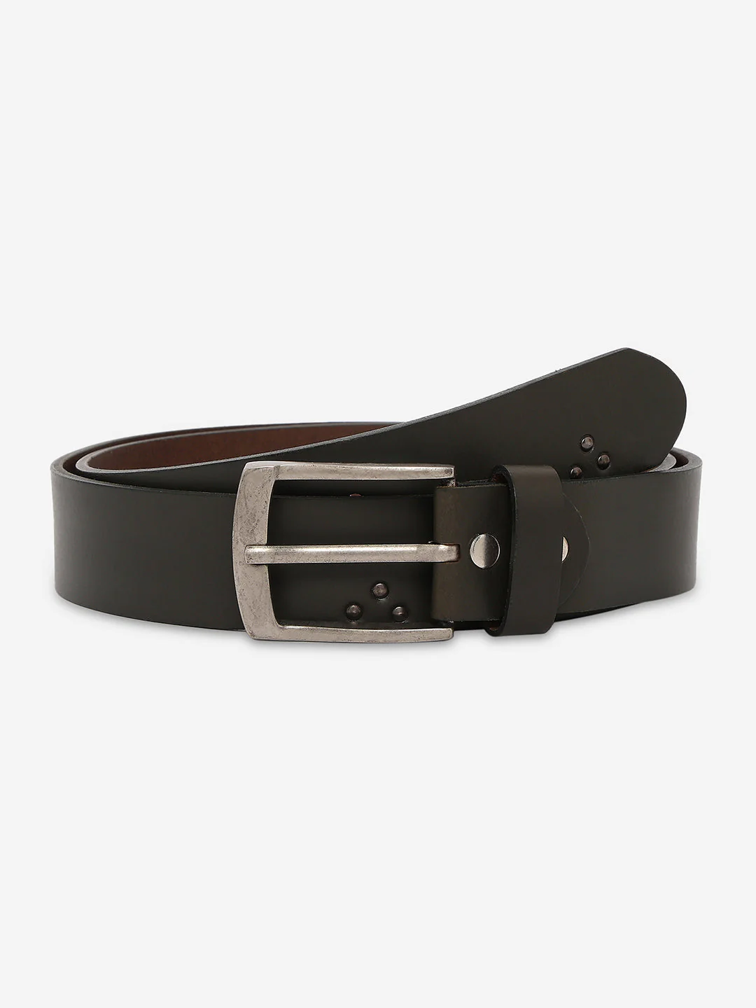 Men Olive Genuine Leather Belt