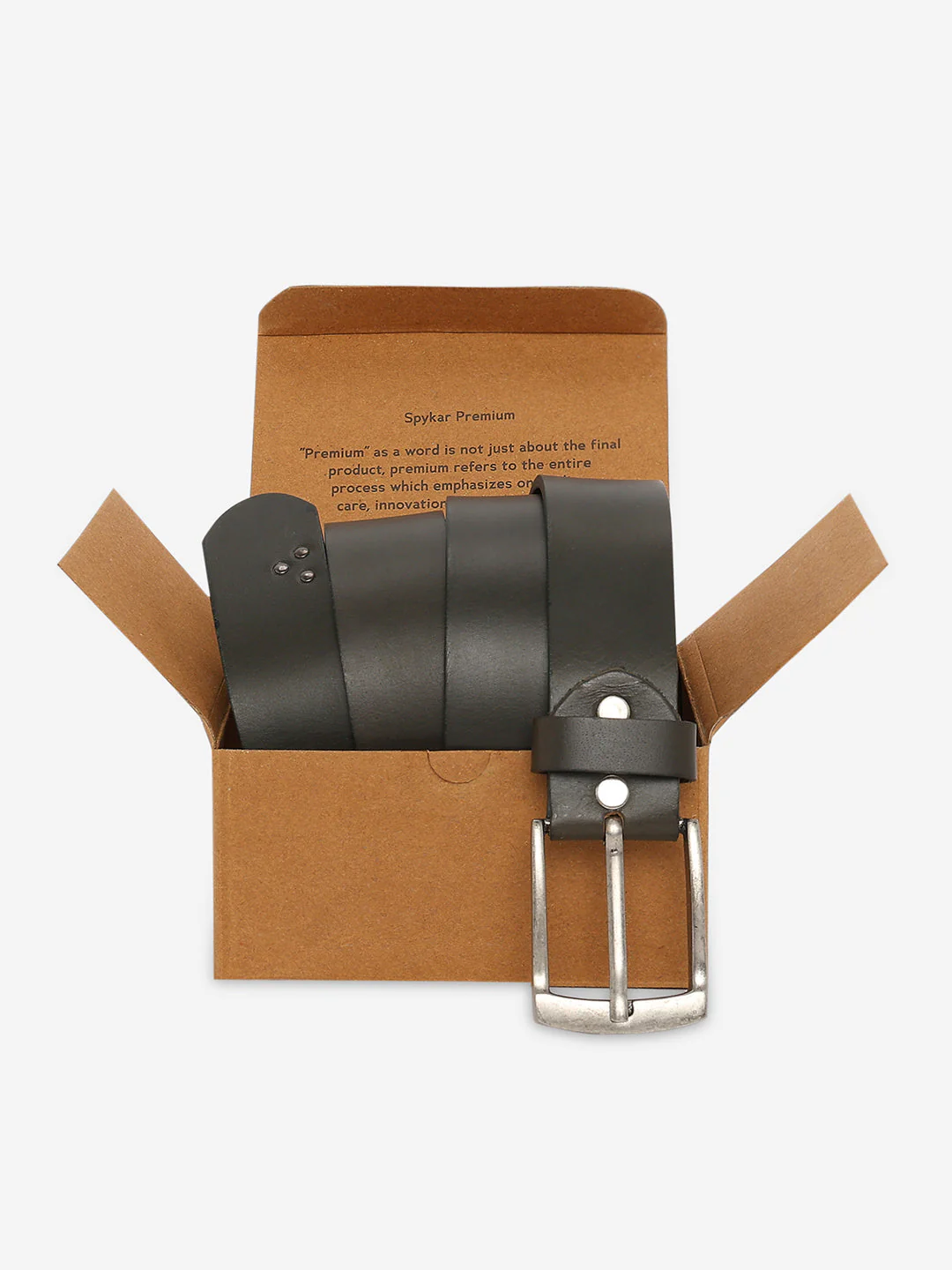 Men Olive Genuine Leather Belt - Image 5