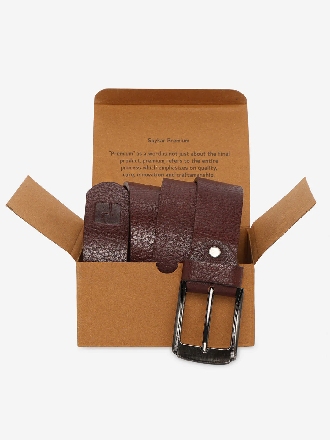 Men Brown Genuine Leather Belt - Image 5