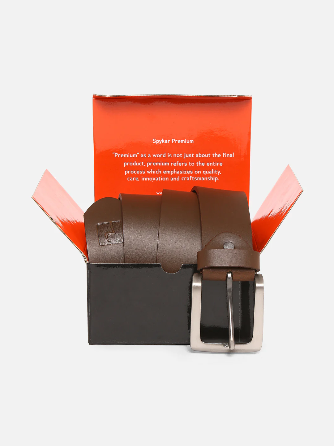 Men Brown Leather Belt - Image 6