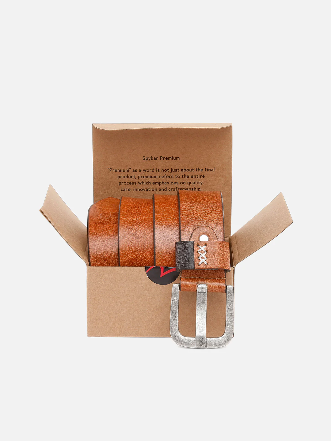 Men Tan Leather Belt - Image 6