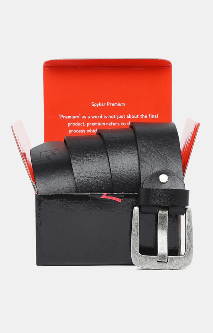 Men Leather Black Belt - Image 6