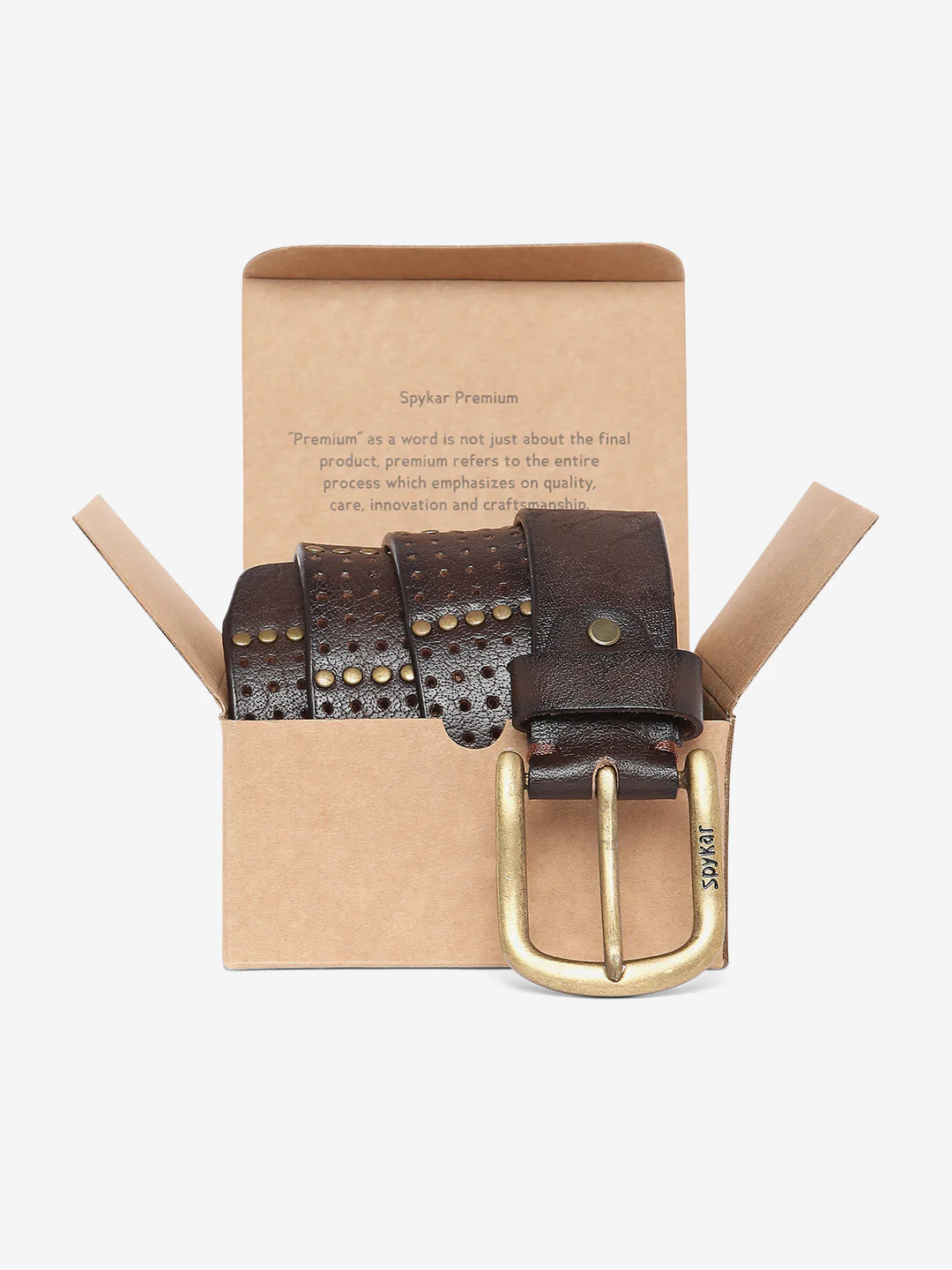 Men Brown Leather Belt - Image 6