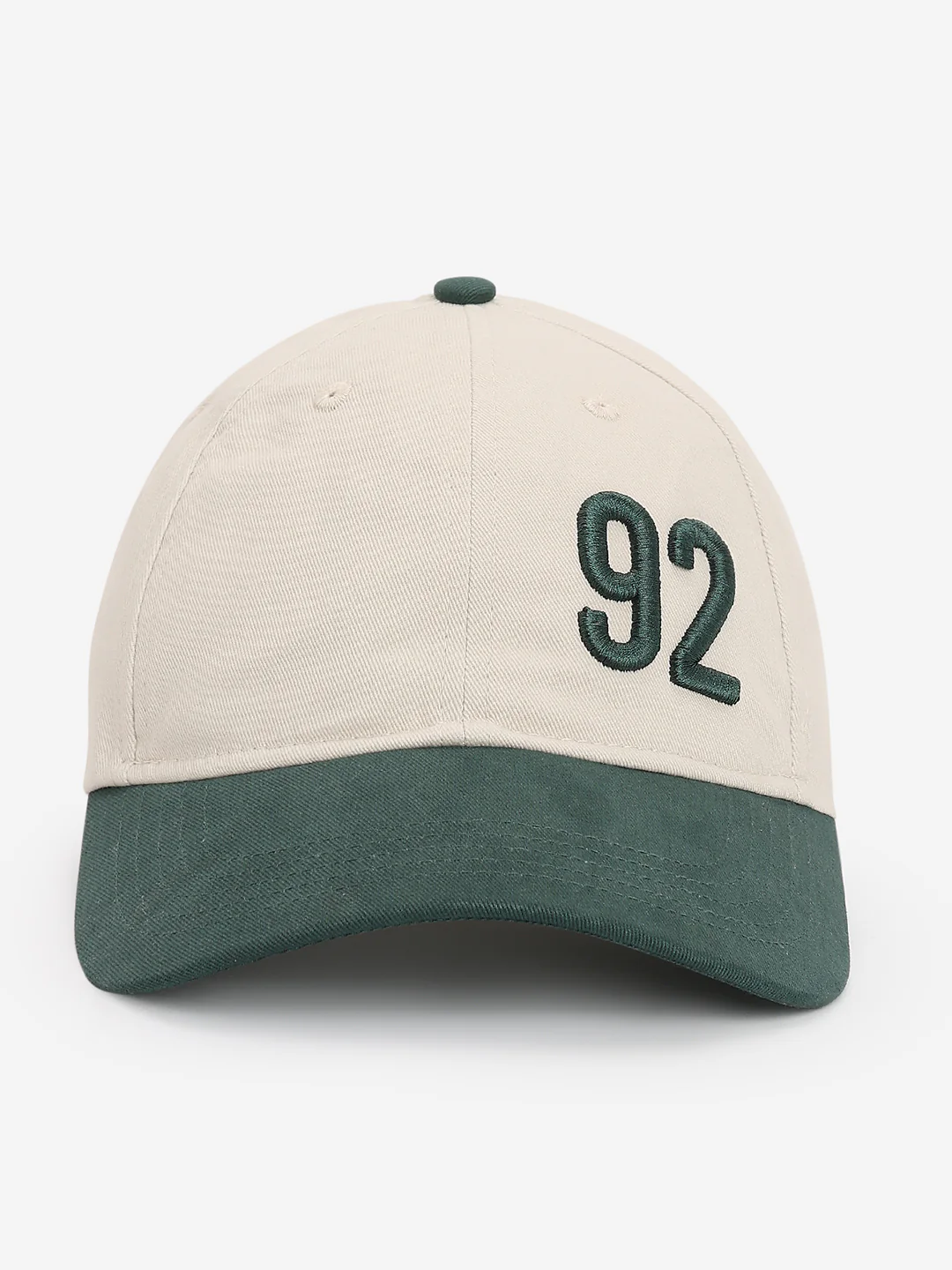 Men Beige/Dark Green Cotton Cap