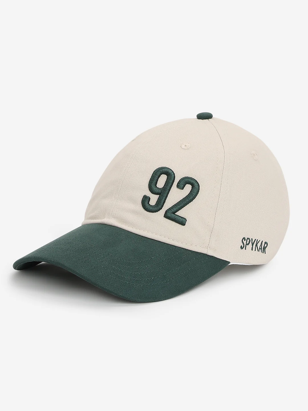 Men Beige/Dark Green Cotton Cap - Image 2