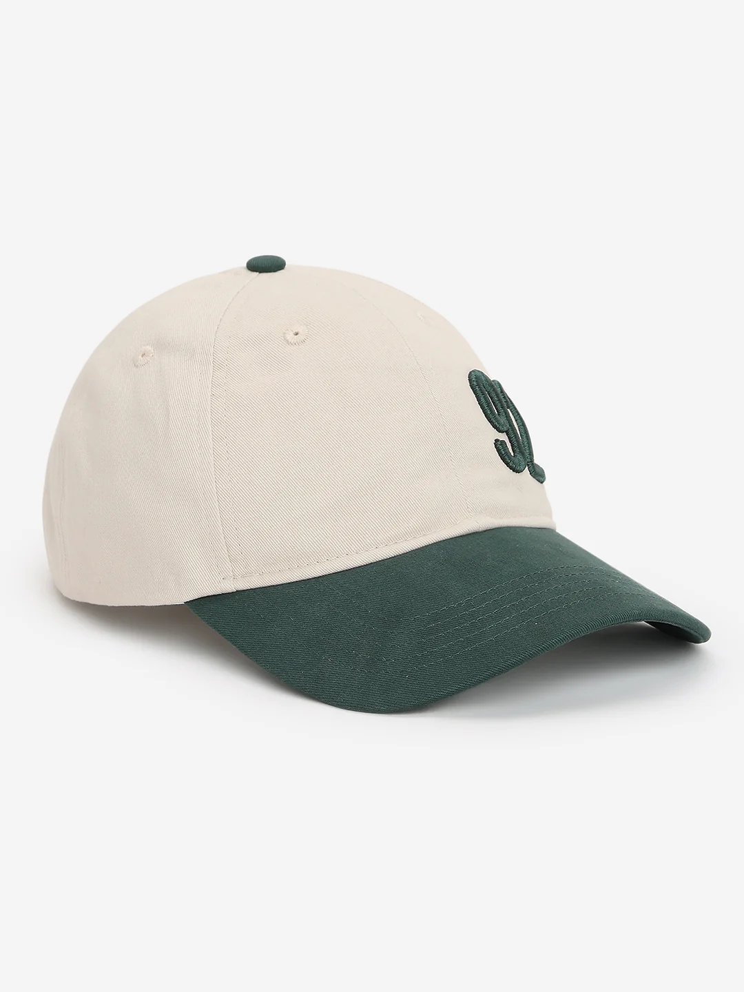 Men Beige/Dark Green Cotton Cap - Image 3