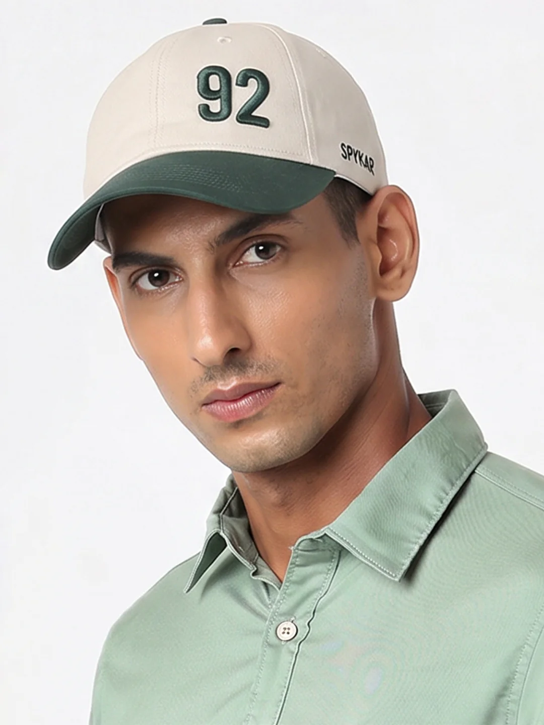 Men Beige/Dark Green Cotton Cap - Image 6