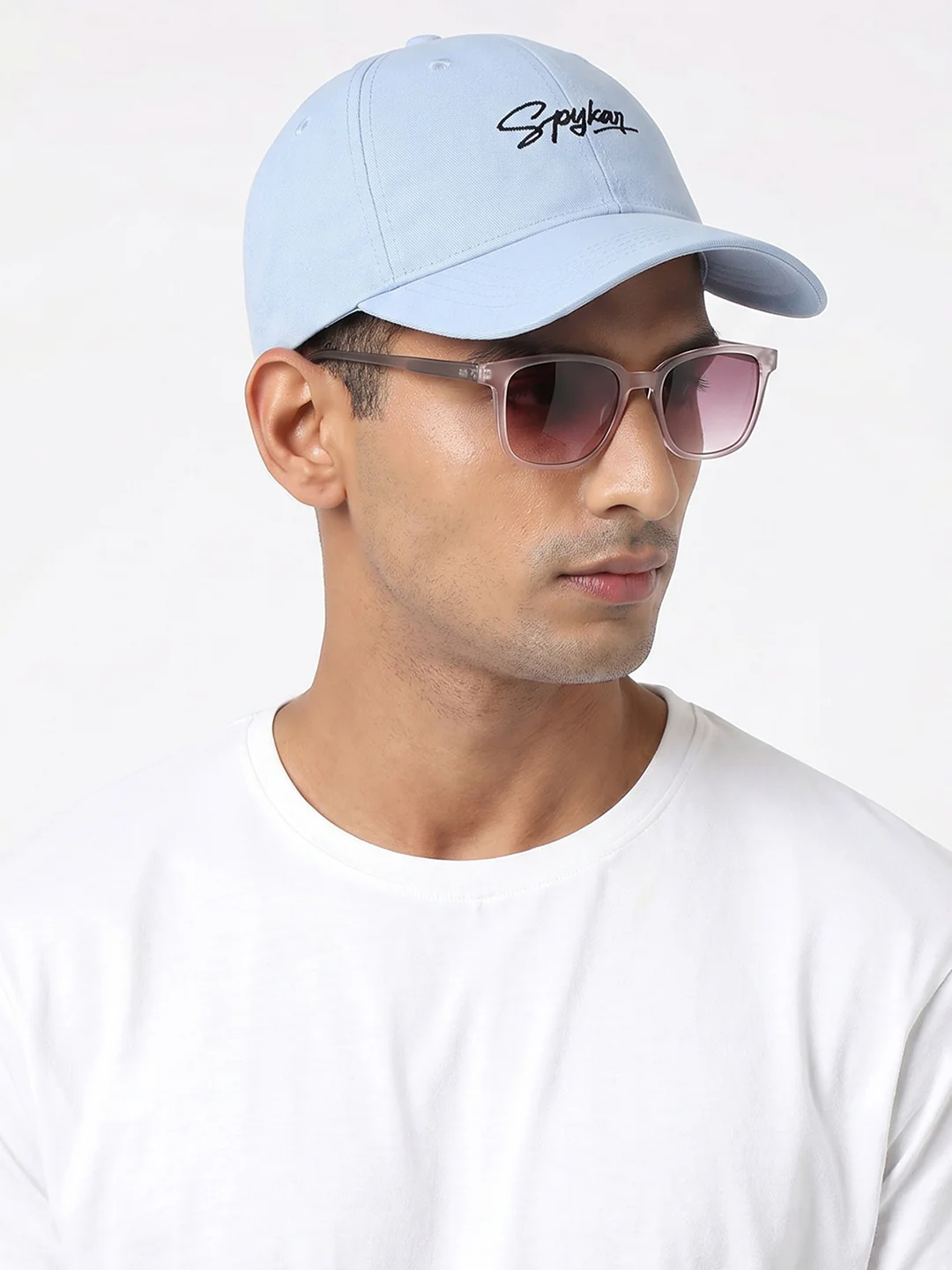Men Sky Blue Cotton Cap - Image 6