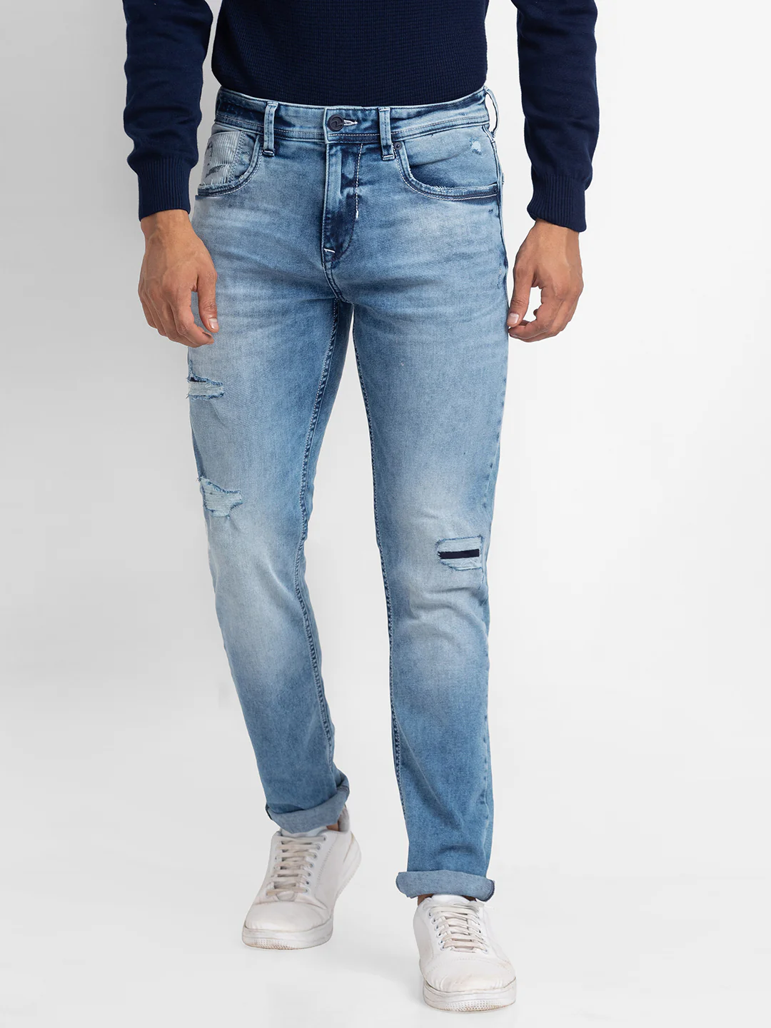 Men Rover Jeans Regular Fit Mid Blue Mid Rise