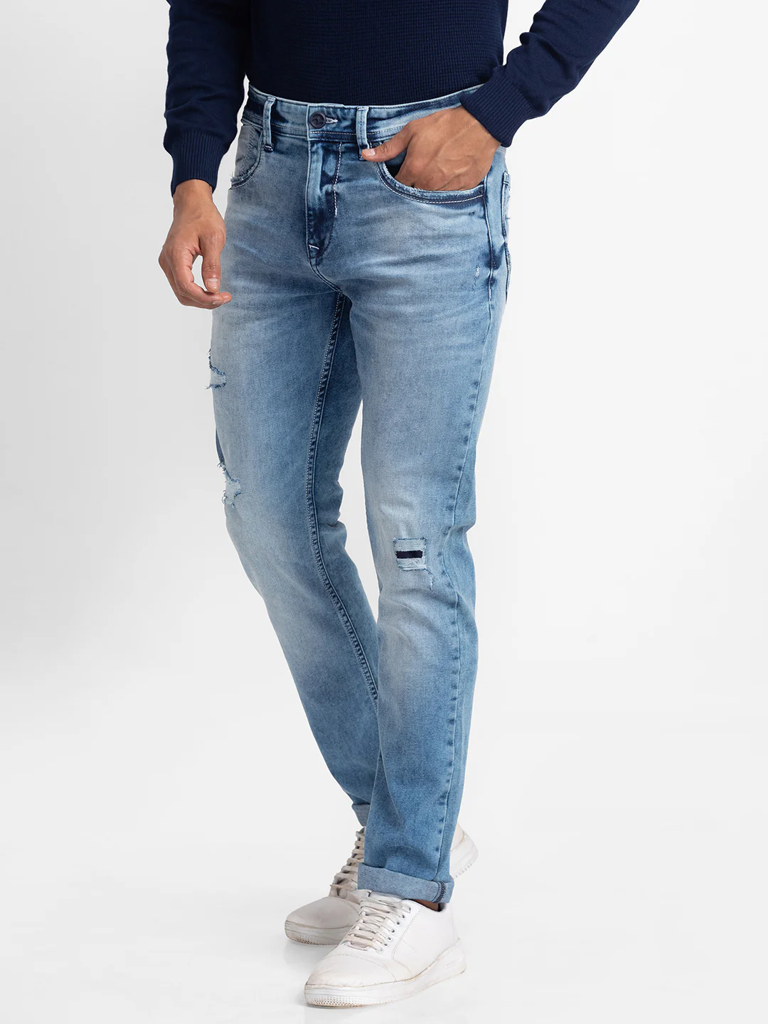Men Rover Jeans Regular Fit Mid Blue Mid Rise - Image 2