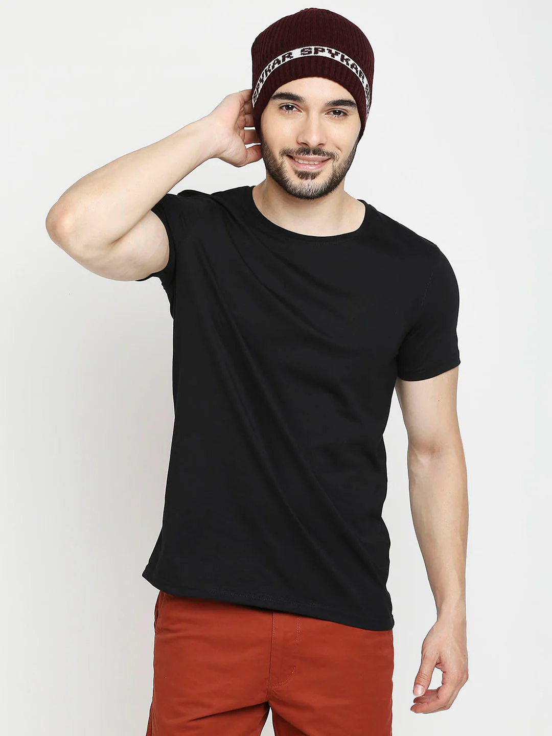 Men Wine Acrylic Beanie Cap - Image 5
