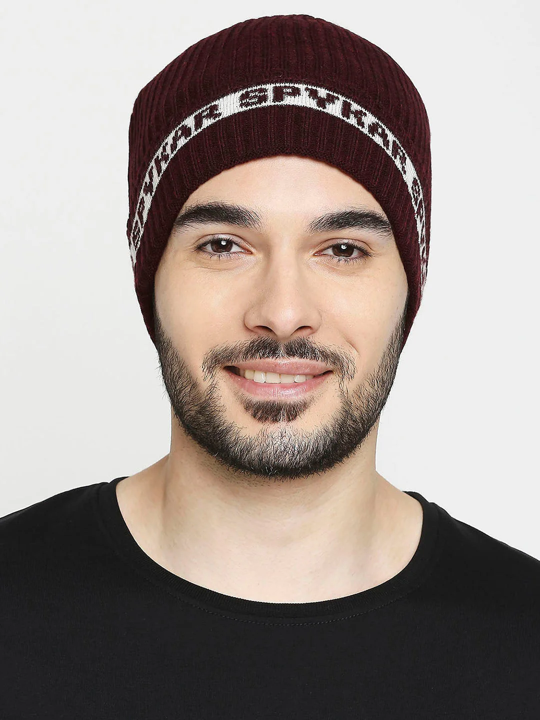 Men Wine Acrylic Beanie Cap - Image 6