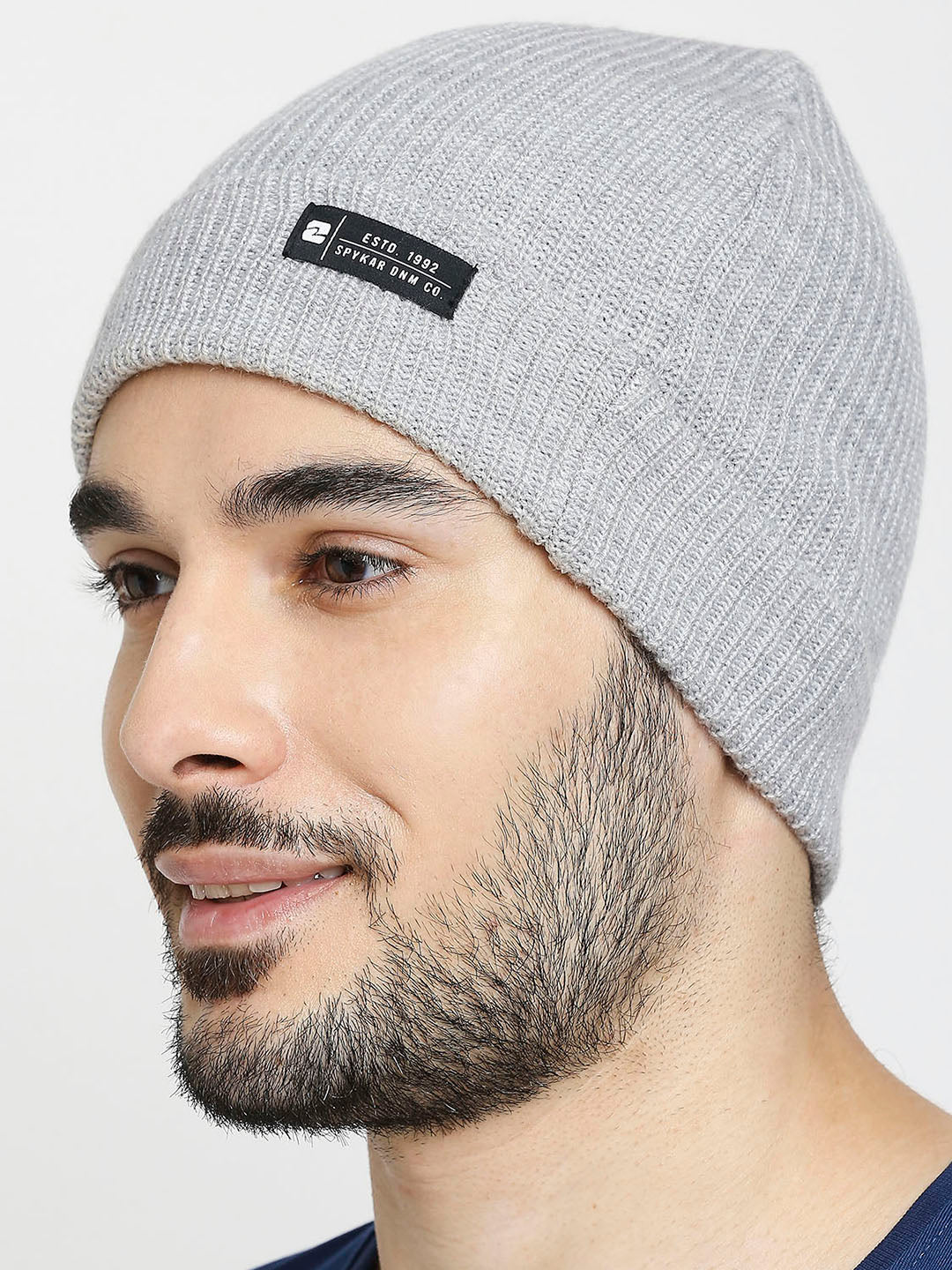 Men Grey Acrylic Beanie Cap - Image 4