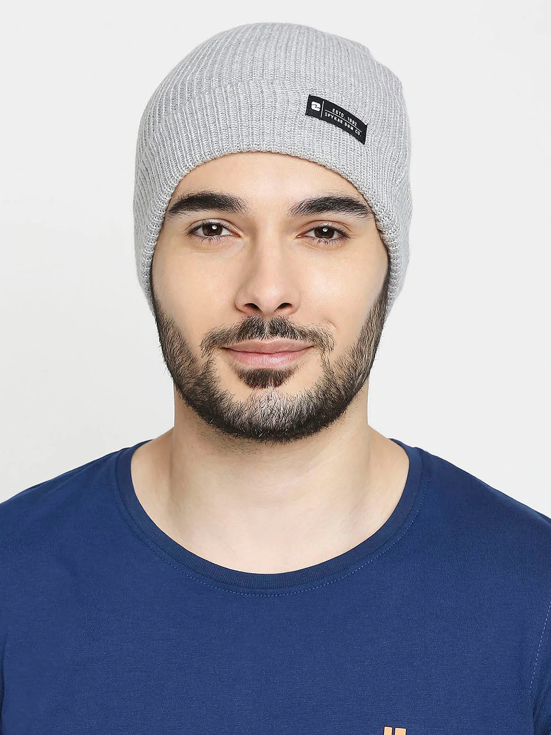 Men Grey Acrylic Beanie Cap - Image 6