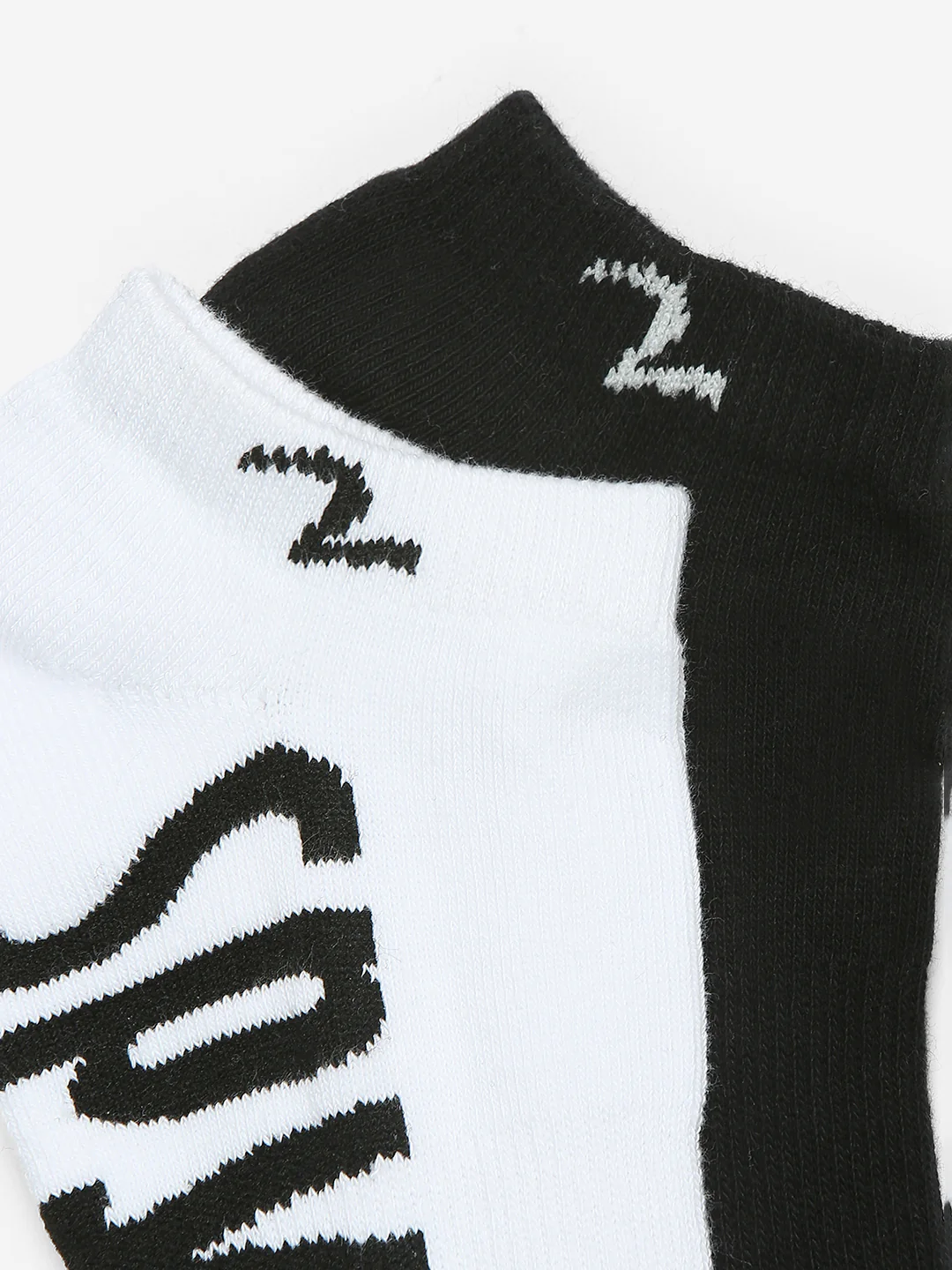Pack Of 2 Black White Solid Mens Ankle Length Socks - Image 3