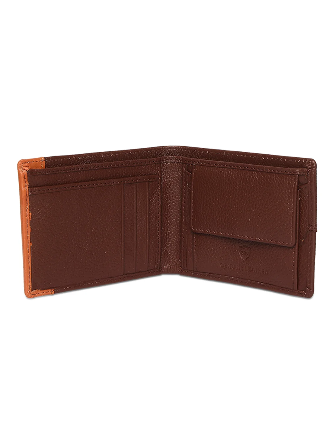 Men Brown Leather Bi-Fold Wallet - Image 3