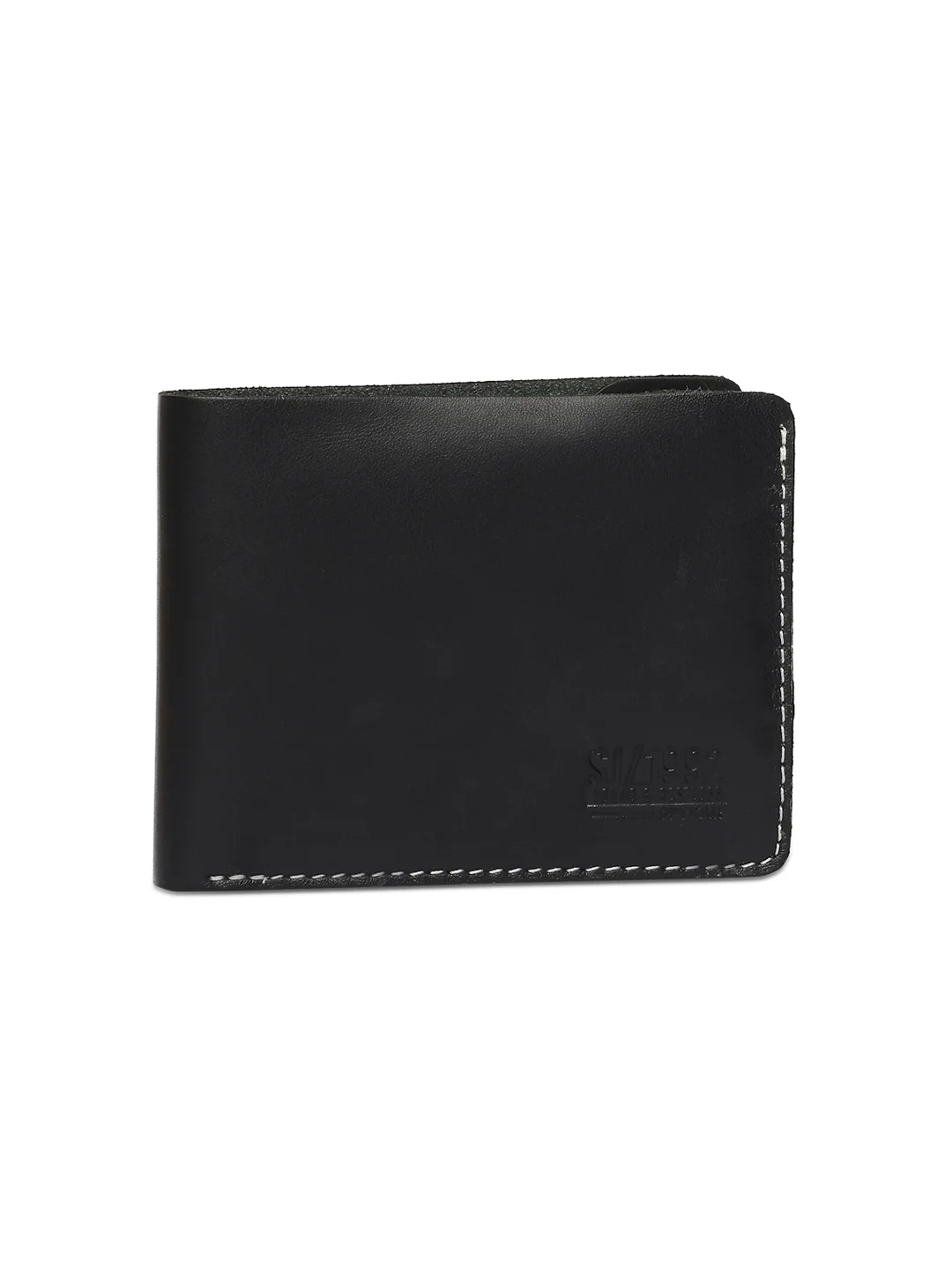 Men Black Leather Bi-Fold Wallet
