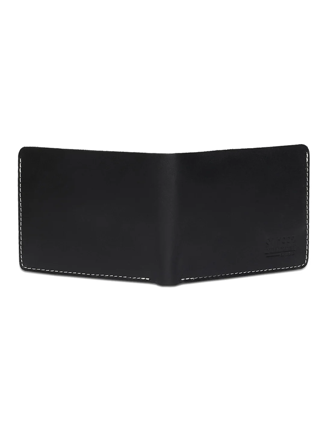 Men Black Leather Bi-Fold Wallet - Image 4