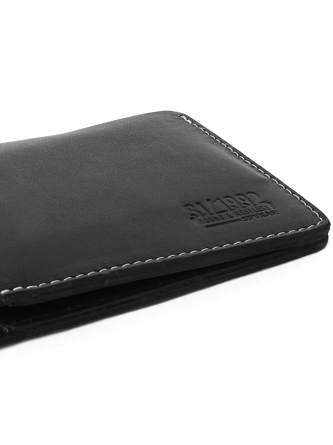 Men Black Leather Bi-Fold Wallet - Image 5