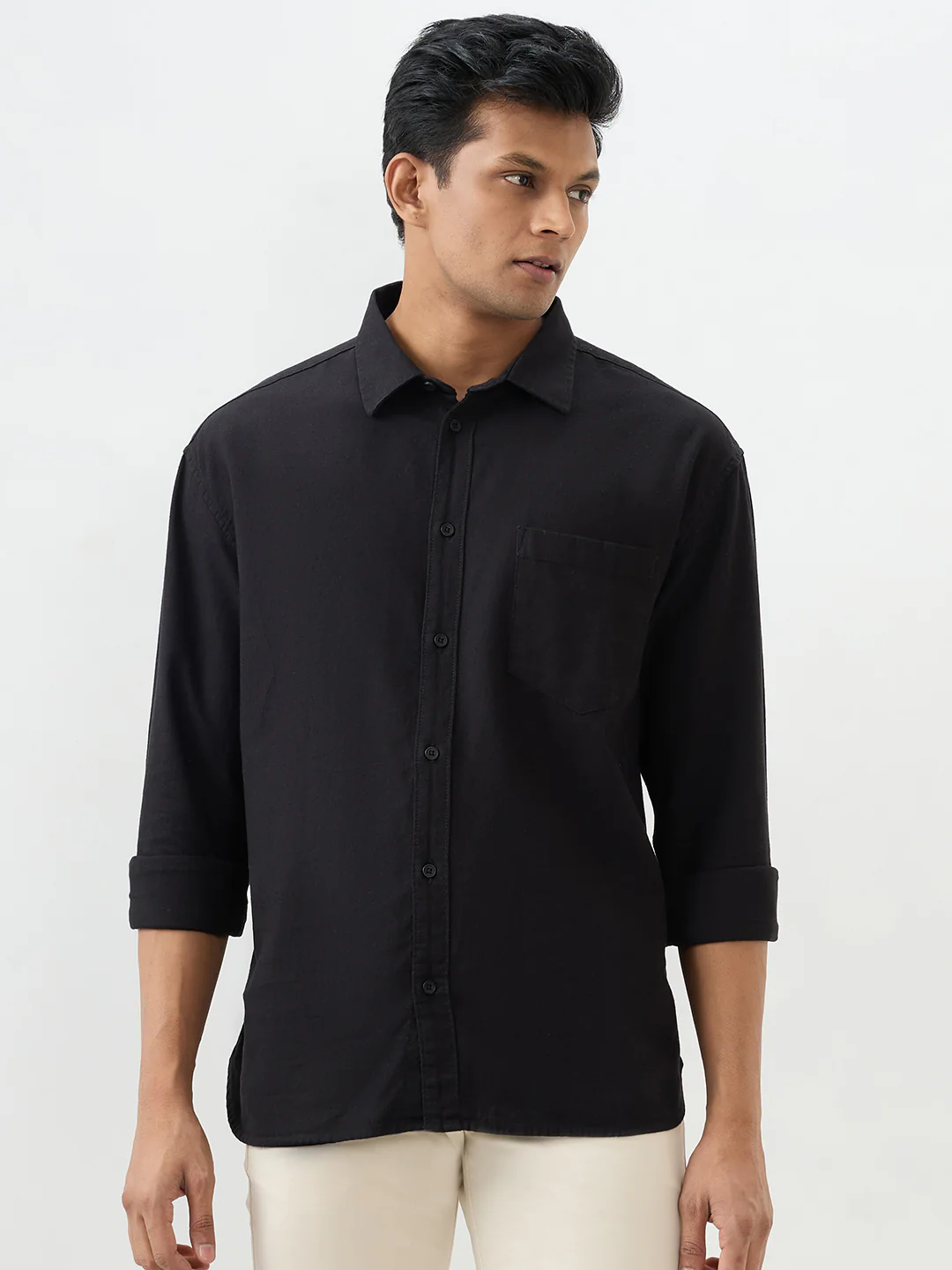 Men Shirt Black Slim Fit - Image 2