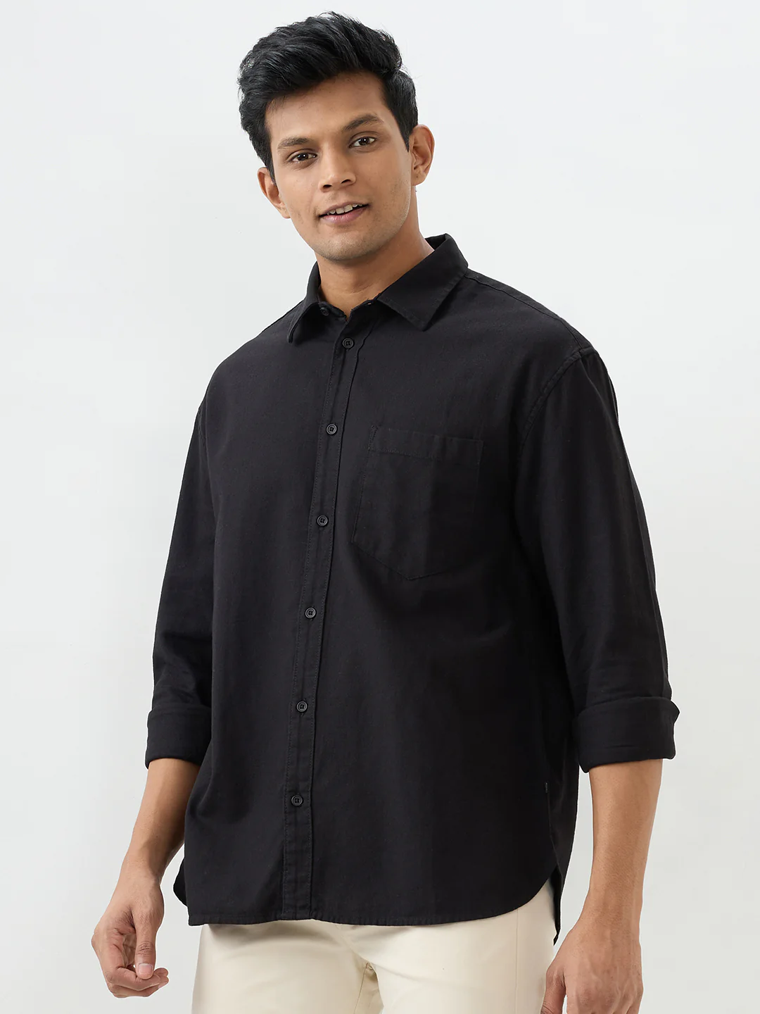 Men Shirt Black Slim Fit - Image 3