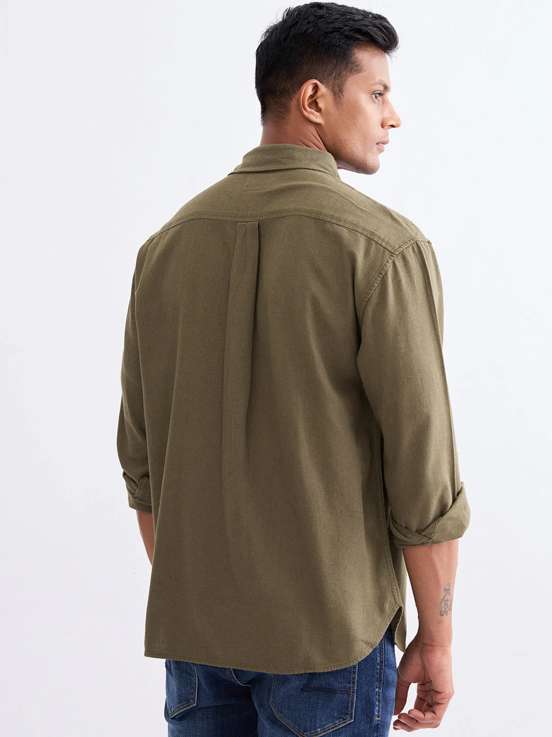 Men Shirt Green Slim Fit - Image 4
