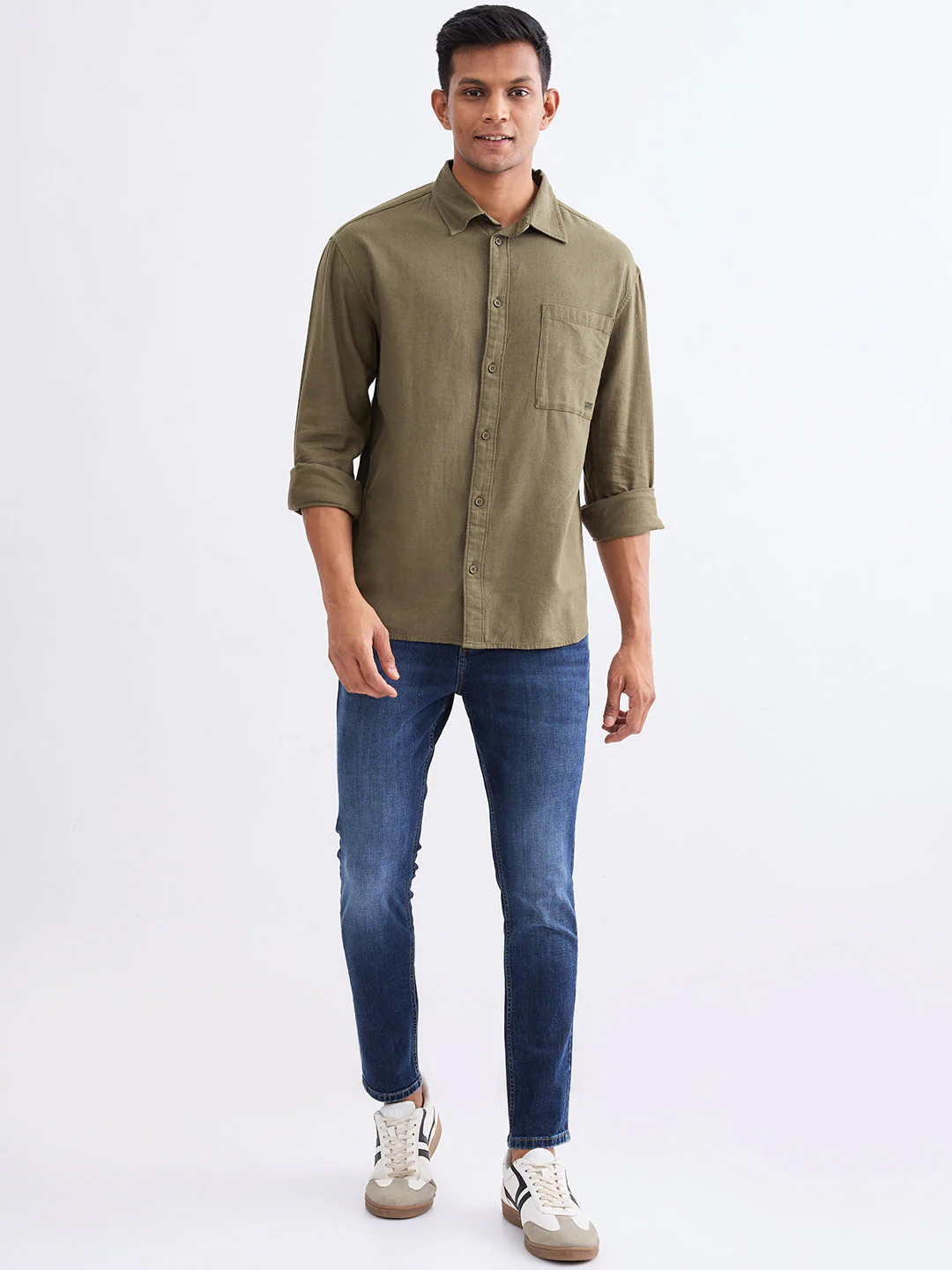 Men Shirt Green Slim Fit - Image 5