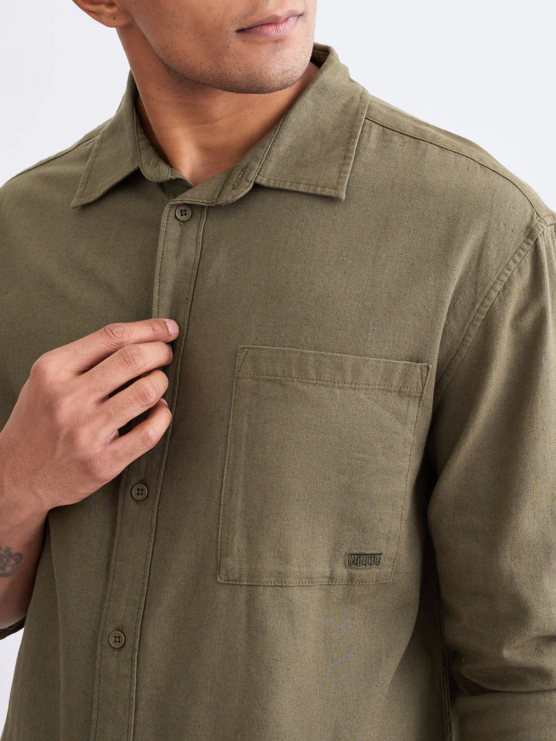 Men Shirt Green Slim Fit - Image 6