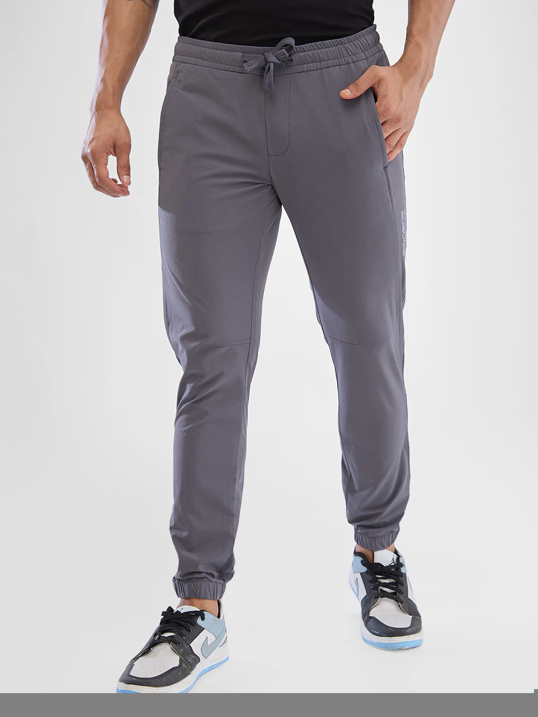Men Trouser Jogger Fit Dark Grey Mid Rise - Image 2