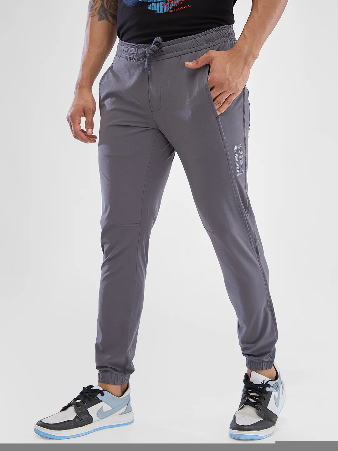 Men Trouser Jogger Fit Dark Grey Mid Rise - Image 4