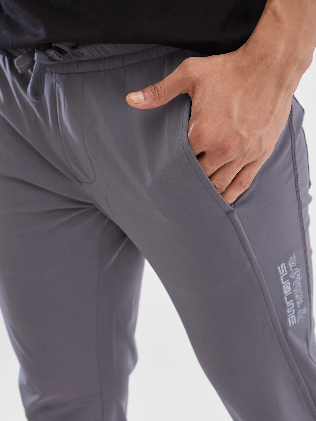 Men Trouser Jogger Fit Dark Grey Mid Rise - Image 5