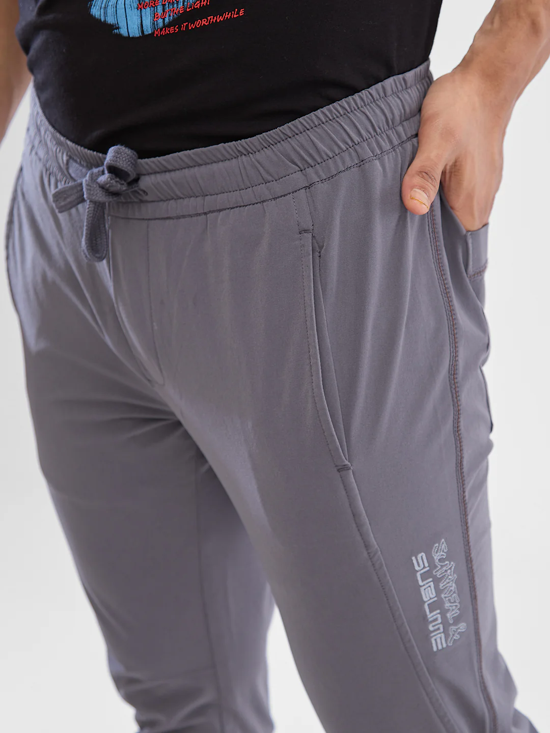 Men Trouser Jogger Fit Dark Grey Mid Rise - Image 6