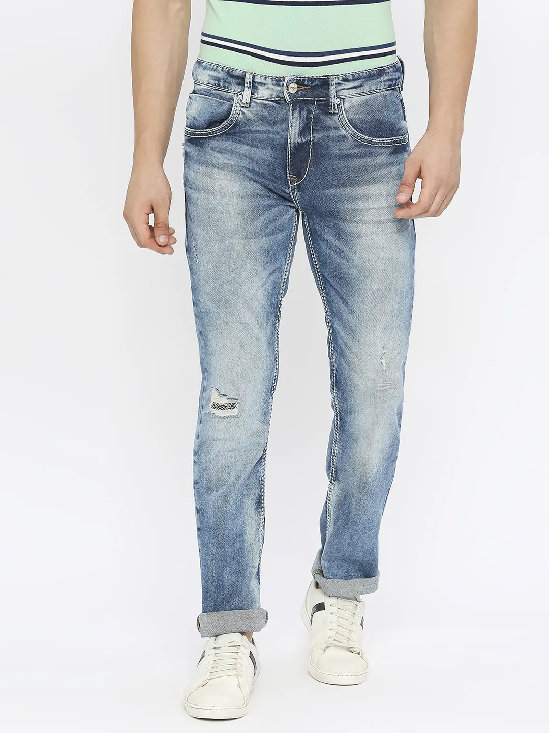 Men Rover Jeans Regular Fit Mid Blue Mid Rise