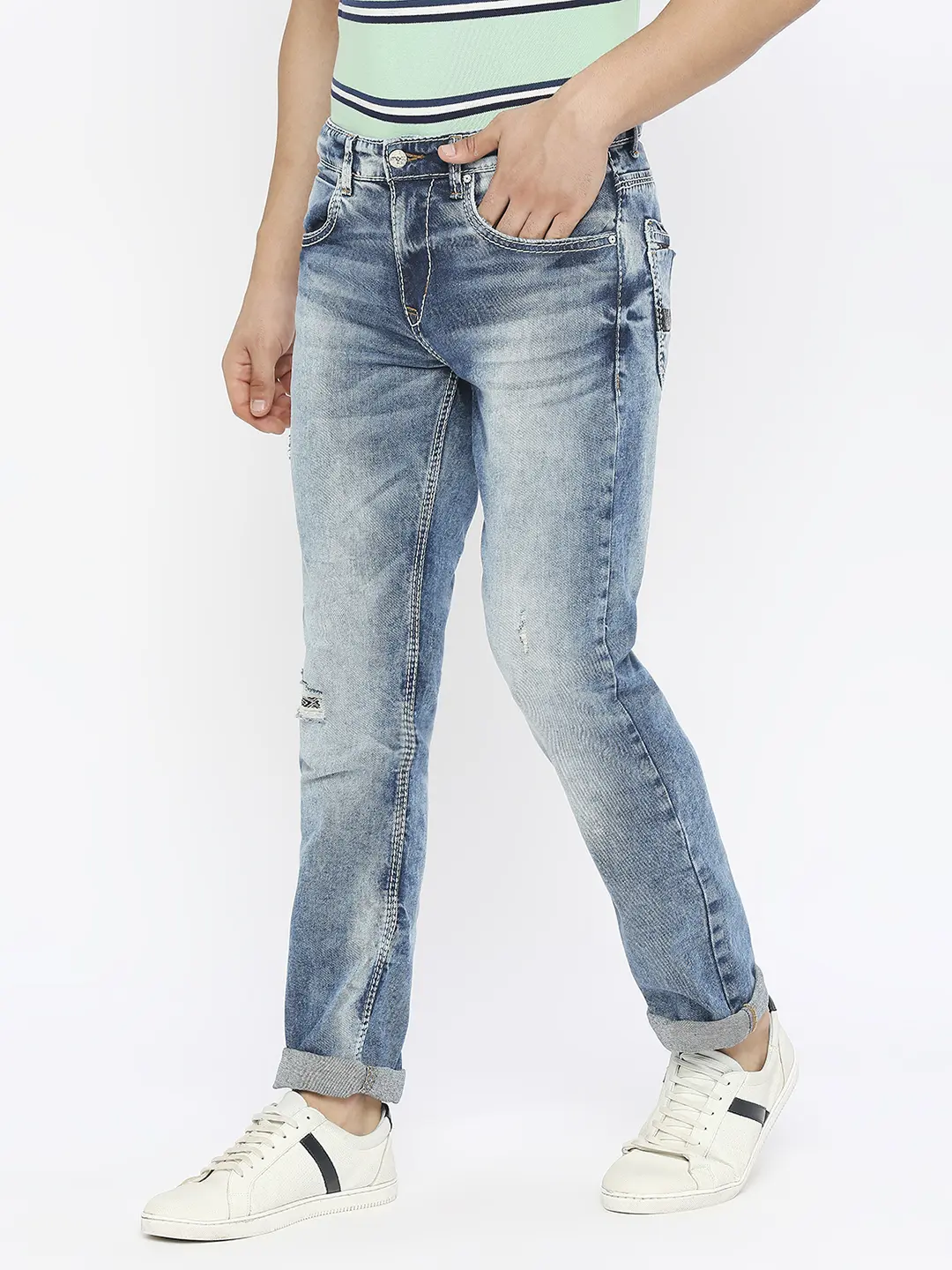 Men Rover Jeans Regular Fit Mid Blue Mid Rise - Image 2