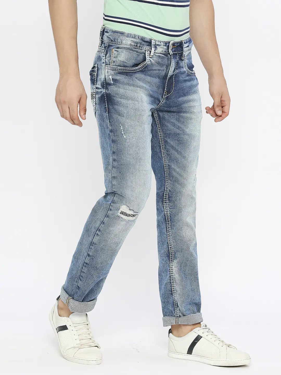 Men Rover Jeans Regular Fit Mid Blue Mid Rise - Image 3