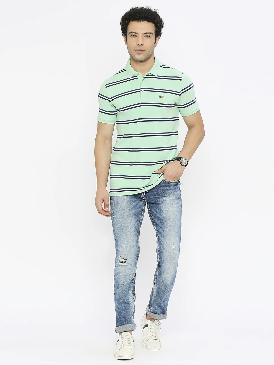 Men Rover Jeans Regular Fit Mid Blue Mid Rise - Image 6